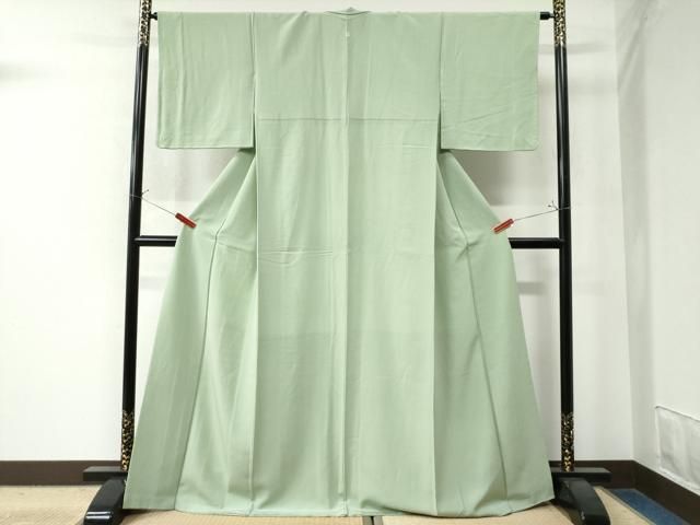 平和屋着物 上質な色無地 若葉色 正絹 yc