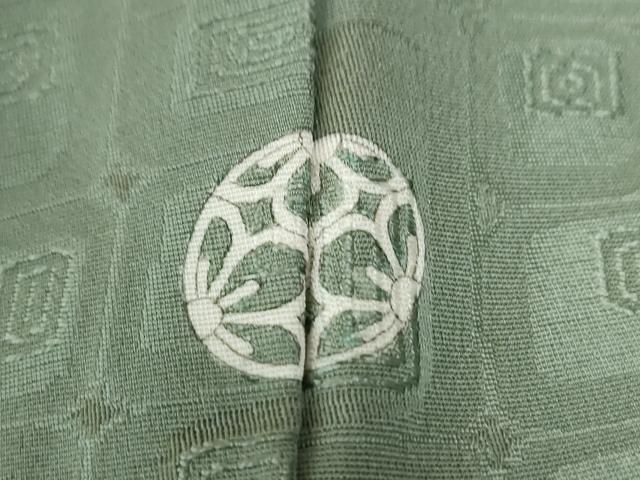  平和屋着物 上質な色無地 幾何学地紋 山葵色 正絹 yc 色無地 着物