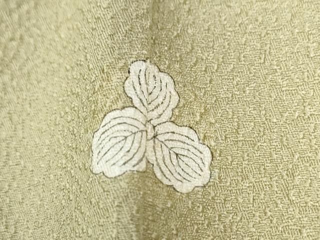  平和屋着物 上質な色無地 作家物 本泥染 花唐草地紋 枯草色 正絹 yc 色無地 着物