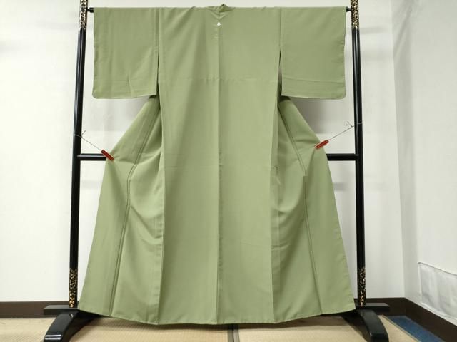 平和屋着物 色無地 胴抜き仕立て 柳色 洗える着物 yc