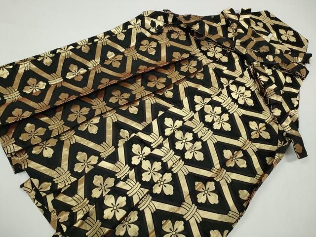 平和屋着物 男性 馬乗り袴 舞台衣装 菱花文 黒地 金糸 CAAZ2537ut