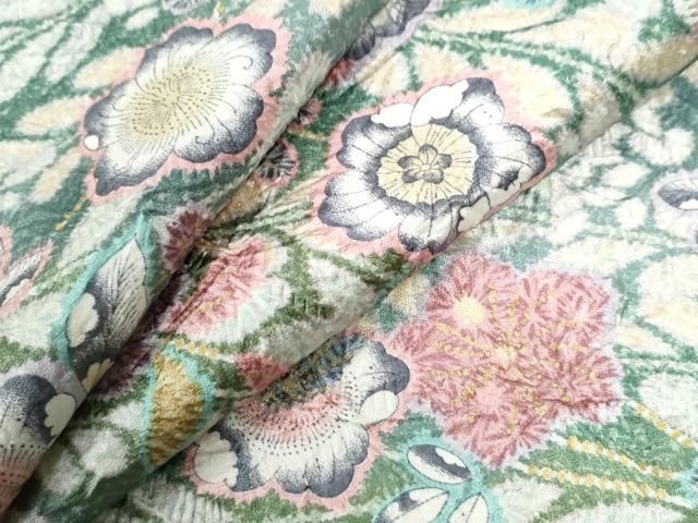 平和屋着物 上質な小紋 辻が花 絞り 金彩 ロング丈 正絹 yc