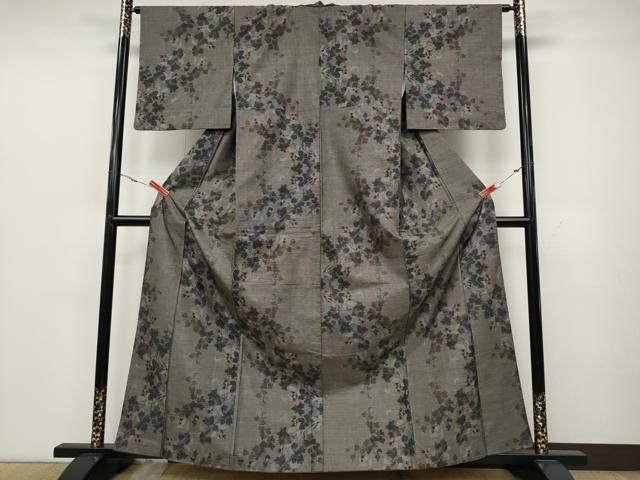 平和屋着物 本場大島紬 9マルキ 蔦の葉花文 正絹 ut