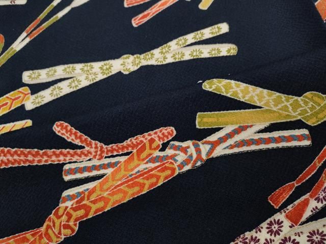  平和屋着物 上質な小紋 結び紐文 金彩 鬼しぼ縮緬 正絹 ut 小紋 着物