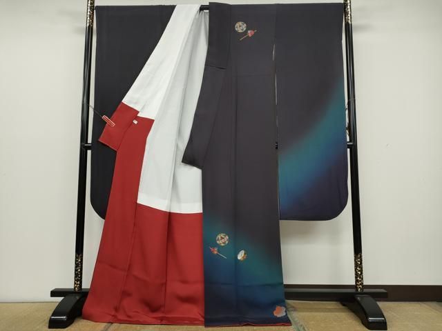 平和屋着物 豪華振袖 長襦袢セット 総刺繍 鞠 簪 ぽっくり下駄 コマ 暈し染め 金糸 正絹 ut