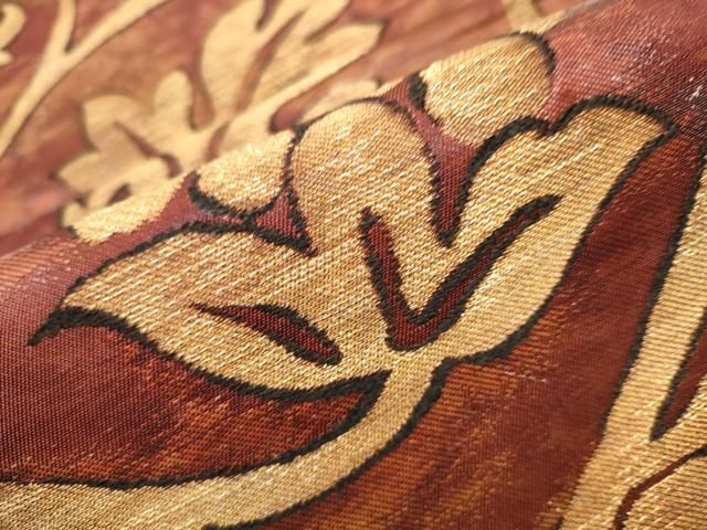 袋帯 蔦葡萄 西陣織 金華山 モール織 正絹 金銀糸 美品 逸品 袋帯 蔦