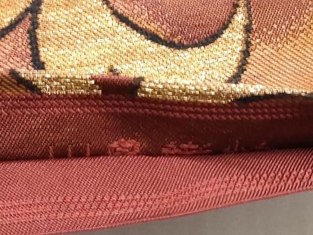 西陣織 引箔 袋帯 蔦葡萄文 ラメ 正絹 六通 パールトーン加工済 Q1102