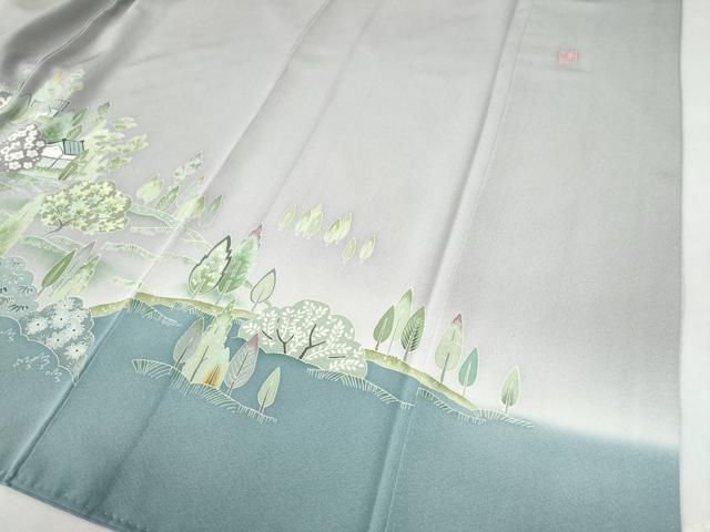  平和屋着物 豪華色留袖 友禅 作家物 風景文 暈し染め ロング丈 正絹 yc 黒留袖 着物