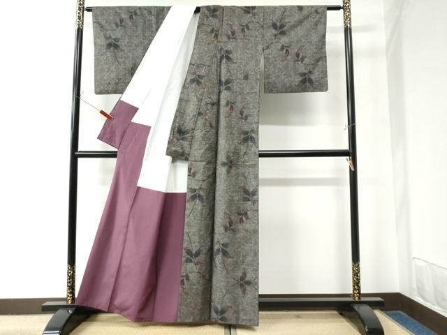  平和屋着物 本場大島紬 7マルキ 枝葉文 正絹 yc 紬 着物