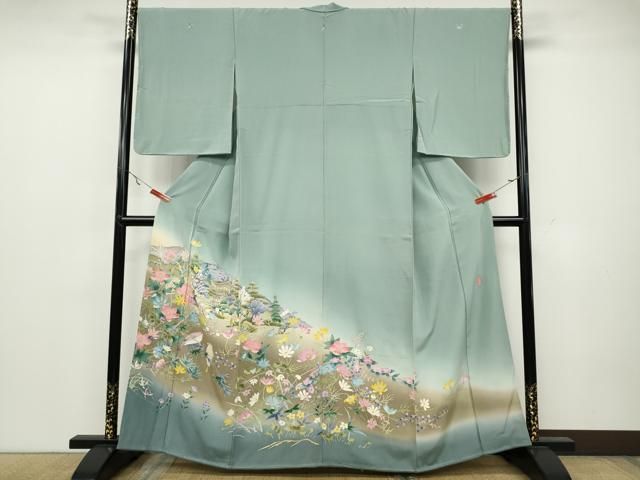平和屋着物 豪華色留袖 友禅 作家物 風景花鳥文 暈し染め 正絹 ut