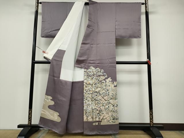 平和屋着物 豪華色留袖 刺繍 流水枝花文 金彩 三越扱い 正絹 ut