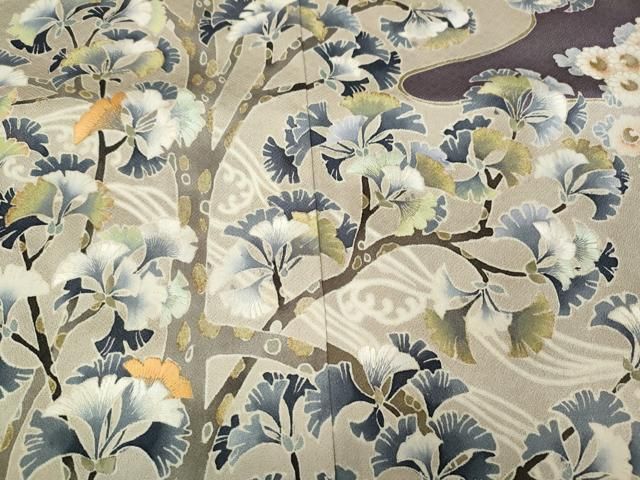  平和屋着物 豪華色留袖 刺繍 流水枝花文 金彩 三越扱い 正絹 ut 黒留袖 着物