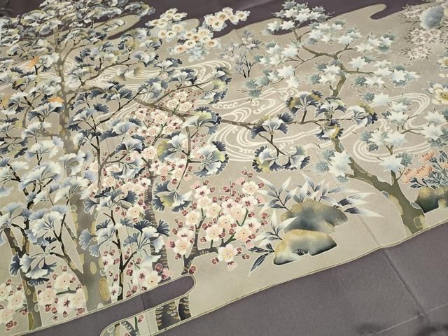 刺繍 流水枝花文