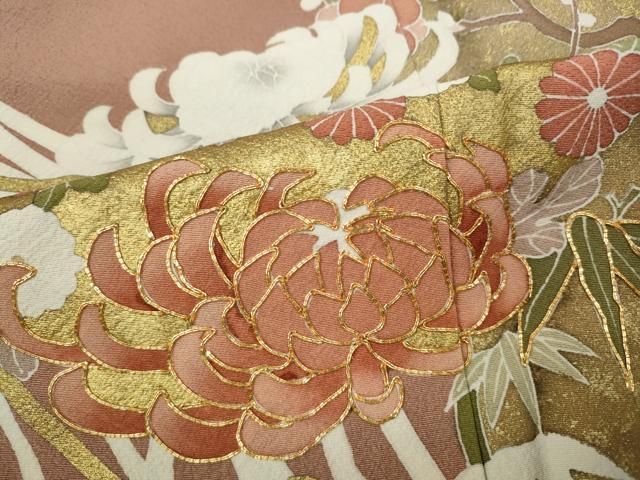 平和屋着物○豪華色留袖 駒刺繍 乱菊 草花丸文 金彩 正絹 逸品