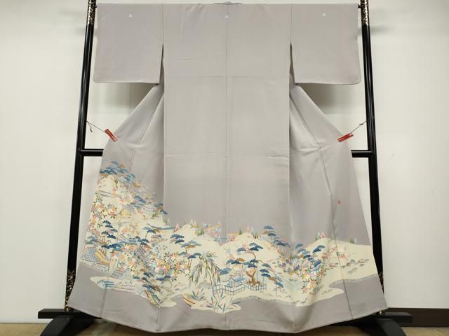 平和屋着物 本加賀友禅作家 稲荷茂雄 色留袖 風景草花文 正絹 ut