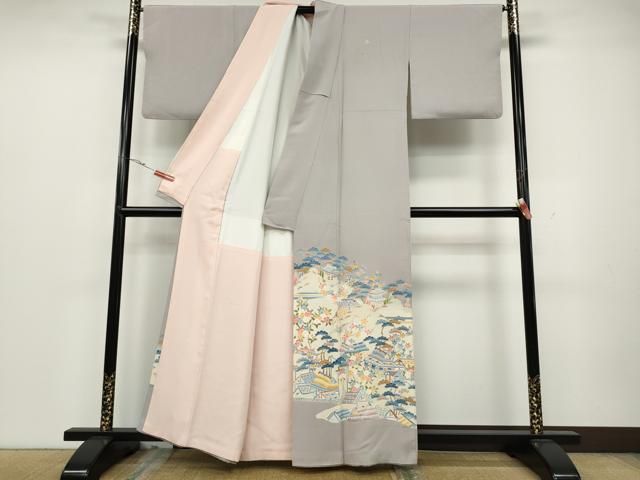 平和屋着物 本加賀友禅作家 稲荷茂雄 色留袖 風景草花文 正絹 ut