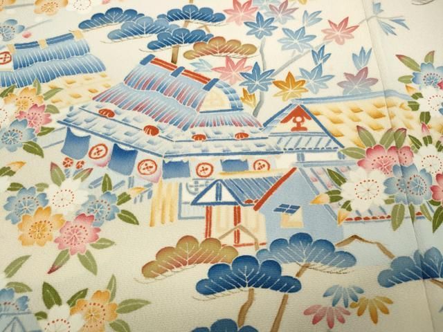 風景草花文 正絹