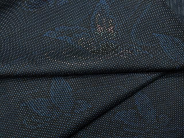 平和屋着物 本場大島紬 7マルキ 流水舞蝶文 正絹 ut