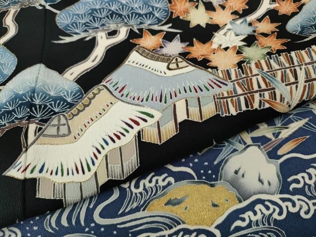  平和屋着物 豪華黒留袖 幸田史祐 刺繍 御所解松文 金彩 正絹 ut 黒留袖 着物