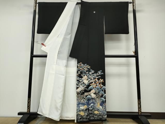 平和屋着物 豪華黒留袖 幸田史祐 刺繍 御所解松文 金彩 正絹 ut