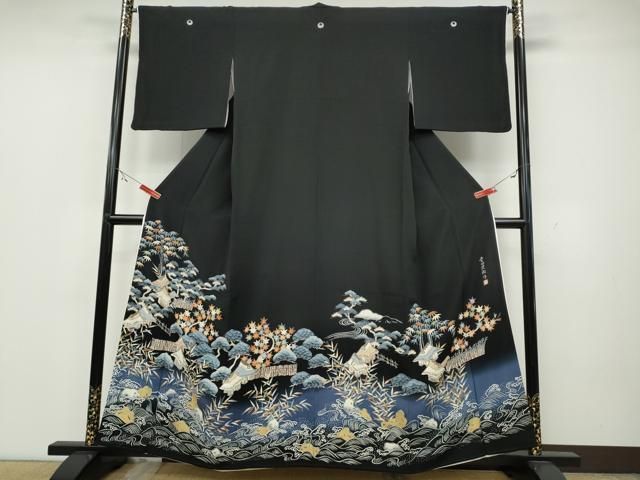 平和屋着物 豪華黒留袖 幸田史祐 刺繍 御所解松文 金彩 正絹 ut