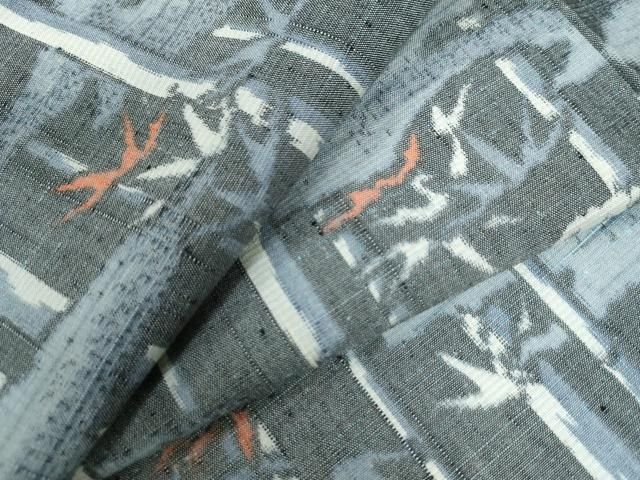 平和屋着物 上質な紬 霞笹竹文 扱い 正絹 yc