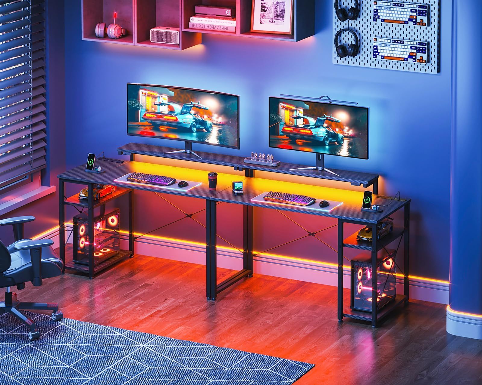 特価商品】AODK ゲーミングデスク パソコンデスク ラック&コンセント