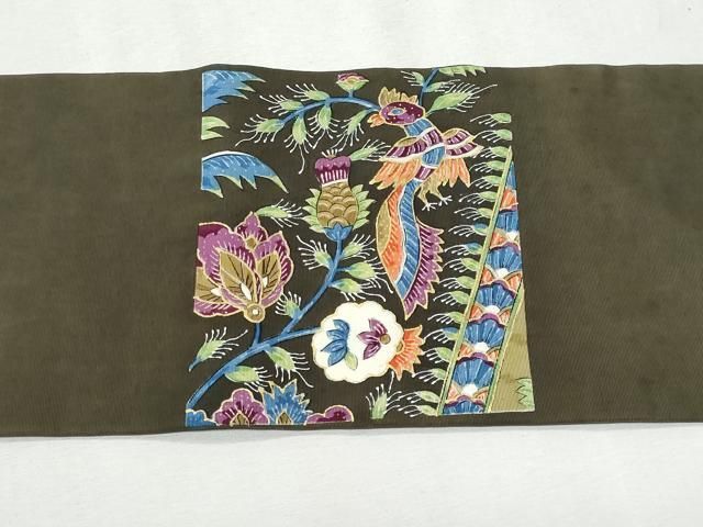 平和屋着物○塩瀬 九寸名古屋帯 抽象文様 正絹 逸品 DAAX5642cm