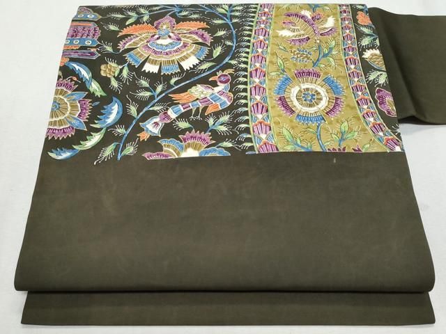 平和屋着物○塩瀬 九寸名古屋帯 作家物 陶器花文 金彩 正絹 逸品