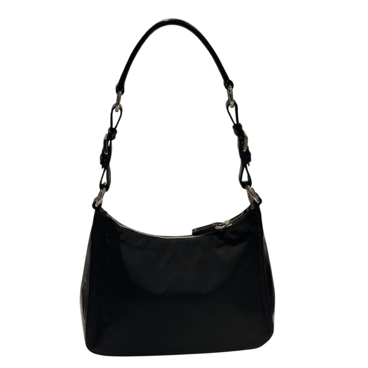 PRADA プラダ ショルダーバッグ 三角プレート ハンドバッグ トライアングルロゴ ホーボーバッグ ナイロンxレザー ブラック 25021236 SA