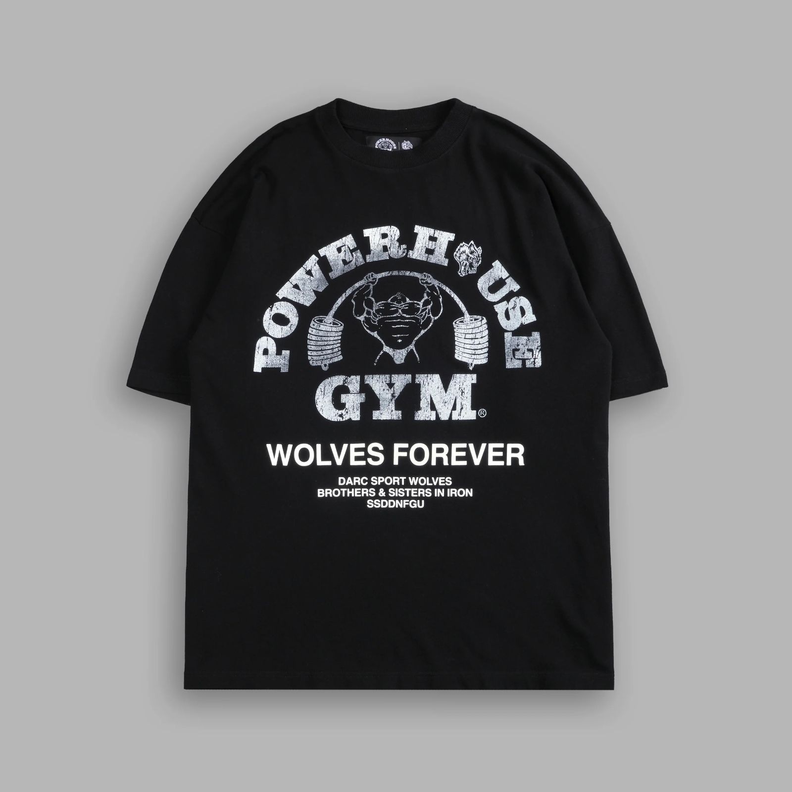 Darc Sport SSDD NFGU Powerhouse Of The Wolves V2 Oversized Tee Black White M ダルクスポーツ パワーハウスジム ウルフ オーバーサイズ Tシャツ ブラック ホワイト 黒 白 狼