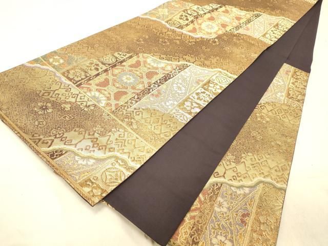 平和屋着物◎西陣 山河織物謹製 六通柄袋帯 名物裂集 道長文 金糸 引箔