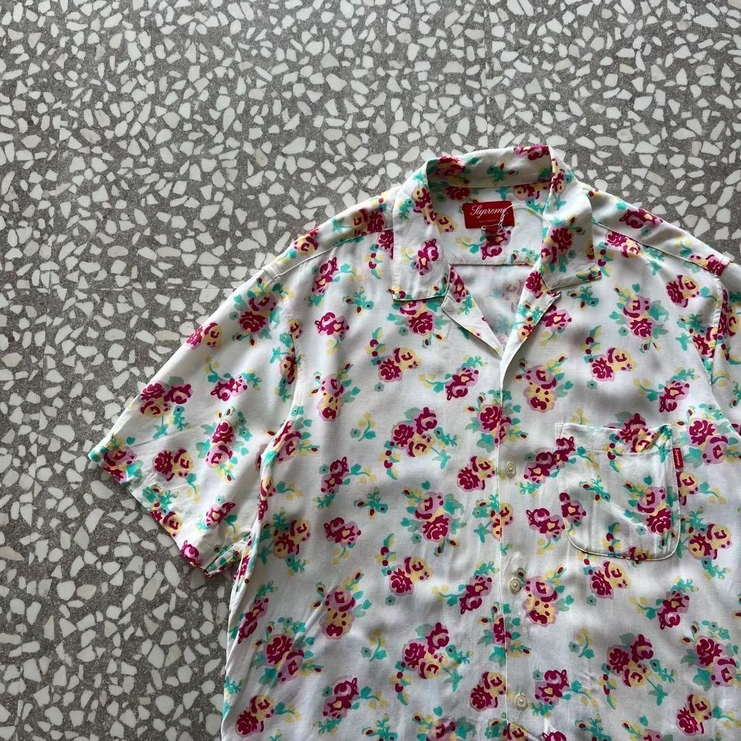 Supreme 20SS Flower Rayon shirt size M レーヨンシャツ ボタニカル Supremeオープン Mストリート窪塚洋介 総柄 花 フラワー テロテロ 色気 アロハ