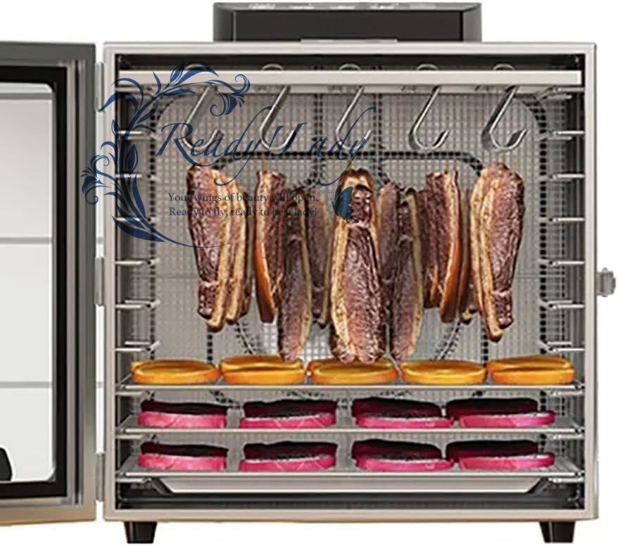 フードドライヤー 家庭用ソーセージ乾燥機 業務用ソーセージメーカー 肉食品フルーツ乾燥機 乾燥ジャーキーやその他の燻製食品を作る 30-90°C調節 なサーモスタット 24時間タイマー
