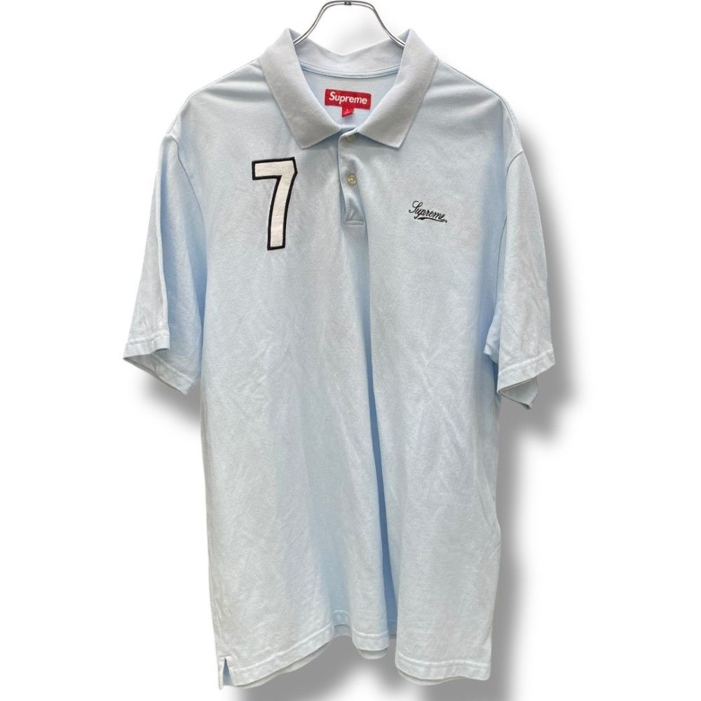 SUPREME 25SS Cursive Polo Lサイズ ブルー