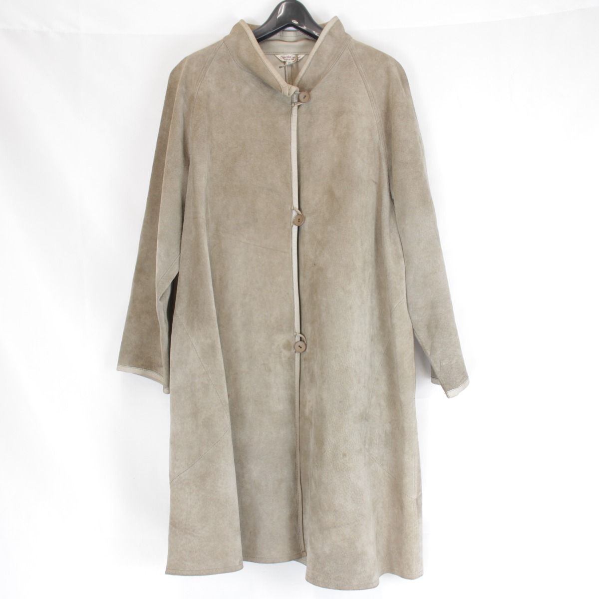 Angel Leather エンジェルレザー ピッグレザー スエード コート 9号 豚革 レディース ベージュ グレージュ アウター
