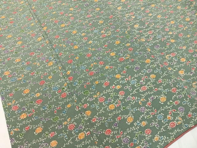 平和屋着物□上質な小紋 花蝶文 鬼しぼ縮緬 正絹 逸品 CAAZ9630vp