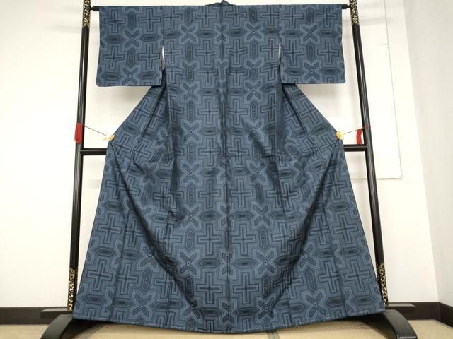 平和屋着物○男性 お召 霞文 正絹 逸品 AAAW1809ph