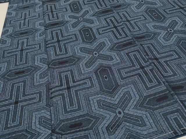 平和屋着物○お召 市松菱文 正絹 逸品 AABC4902zg