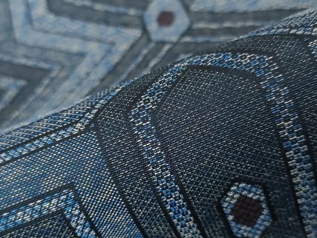 平和屋着物○お召 市松菱文 正絹 逸品 AABC4902zg