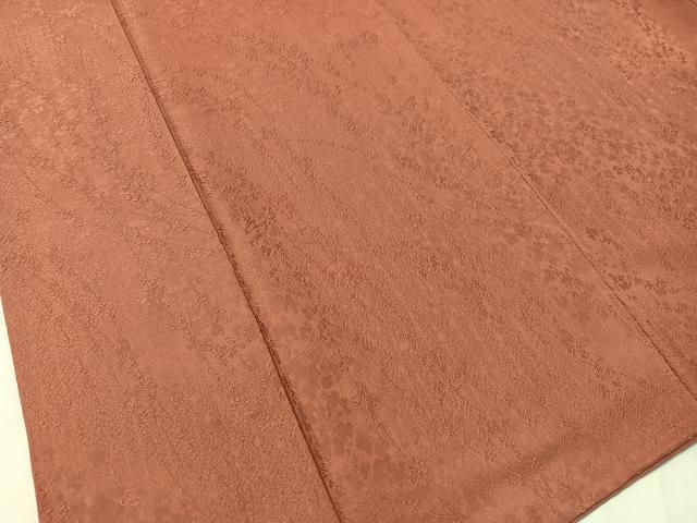 平和屋着物□上質な色無地 枝花地紋 甚三紅色 正絹 逸品 CAAZ9632vp