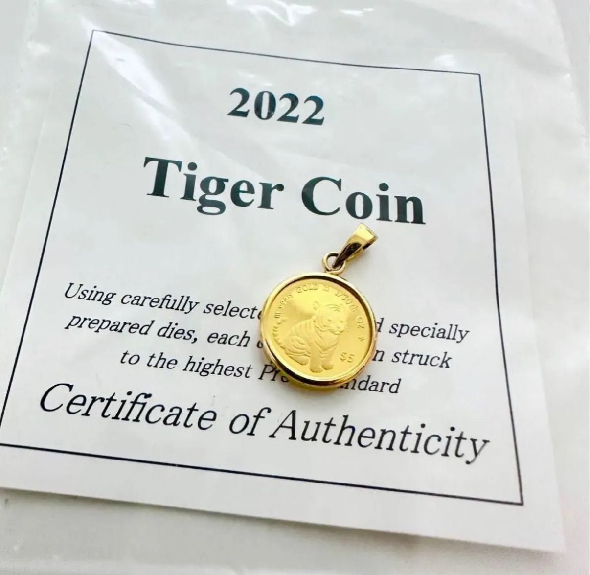 エリザベスコインペンダントトップ タイガーコインペンダント コインK24 ペンダント枠K18