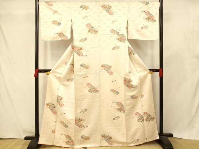 平和屋着物□上質な小紋 手描き 蒔絵文箱文 金彩 正絹 逸品 AABC7069fw