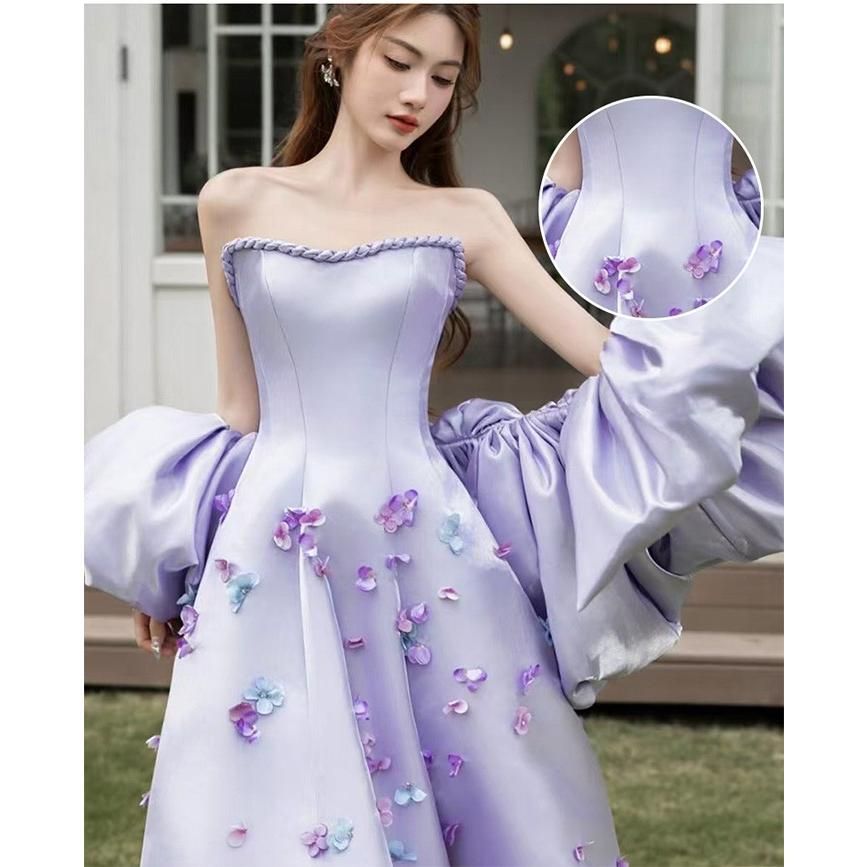 パーティードレス ロングドレス レディース ラベンダー パープル