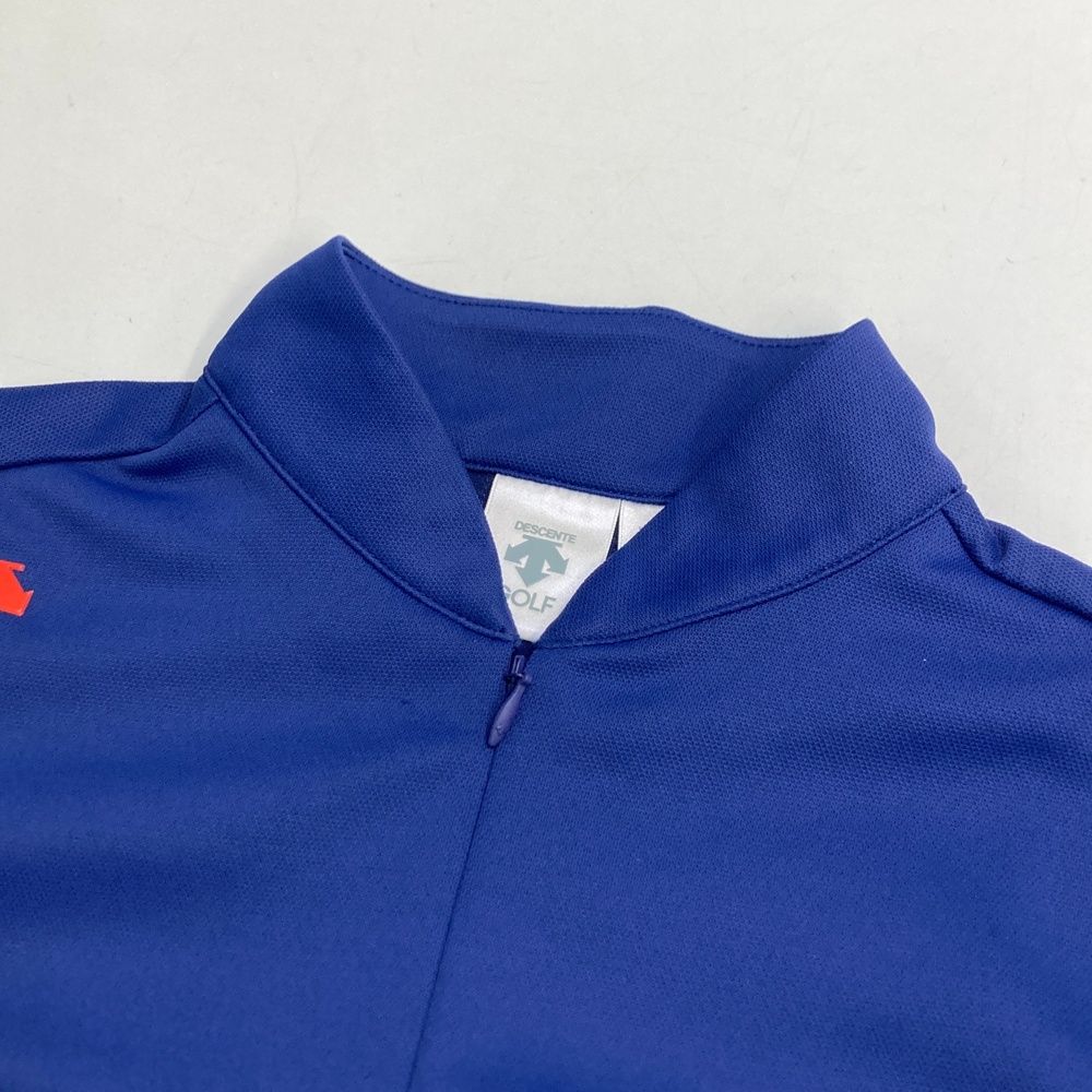 【新品未使用】DESCENTE GOLF メンズ M 青 シャツ サイズ：M DESCENTE GOLF デサントゴルフ ハーフジップ 長袖Tシャツ