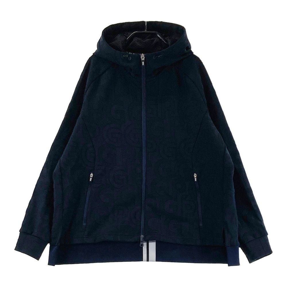 サイズ 0 PGG PEARLY GATES パーリーゲイツ ジップパーカー 総柄 ネイビー系 240101561250 ゴルフウェア レディース ストスト