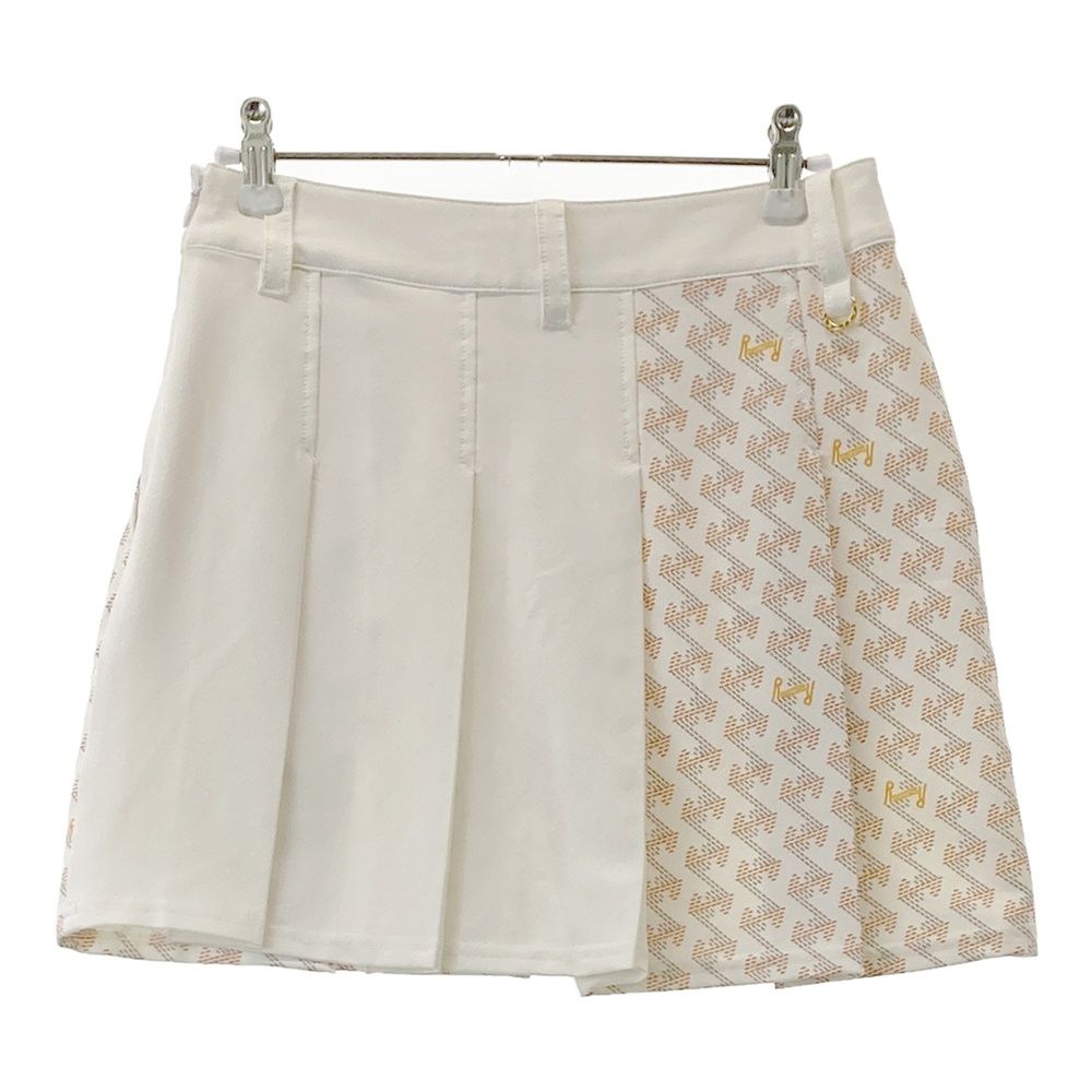 サイズ S レザレクション モデル プリーツスカート 総柄 ホワイト系 ゴルフウェア レディース ストスト
