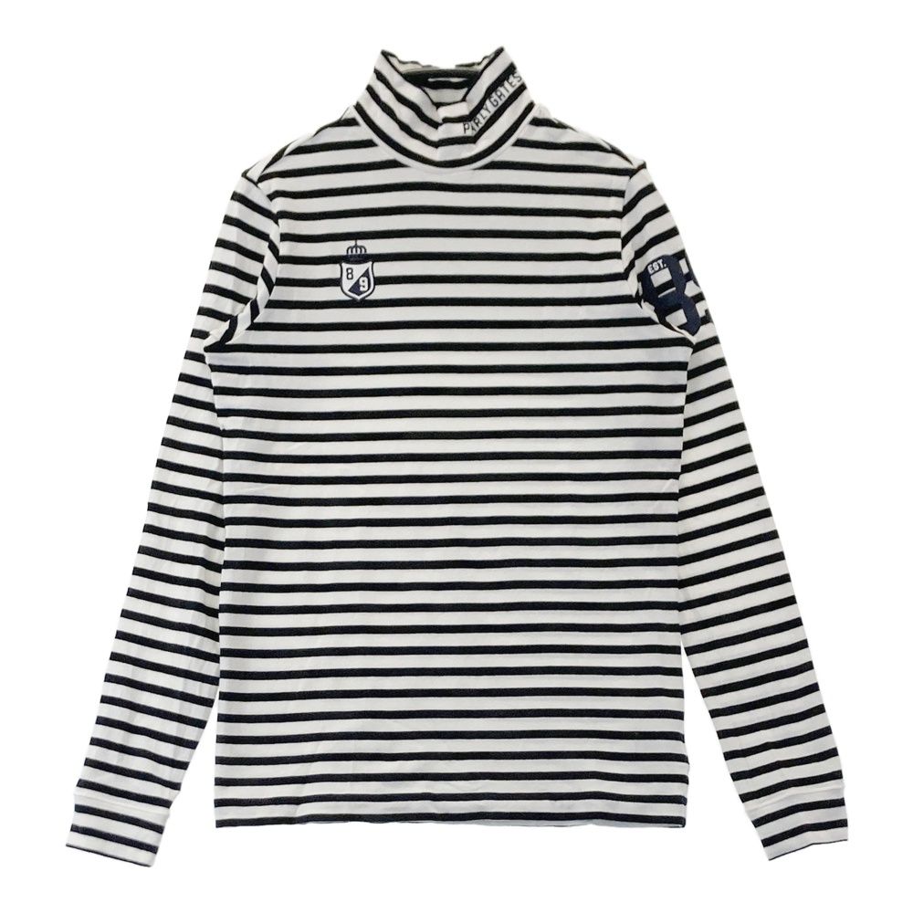 【新品タグ付】パーリーゲイツ　レディース　ハイネック　長袖　Ｌ　ボーダー　星柄 サイズ：0 PEARLY GATES パーリーゲイツ ハイネック長袖Tシャツ