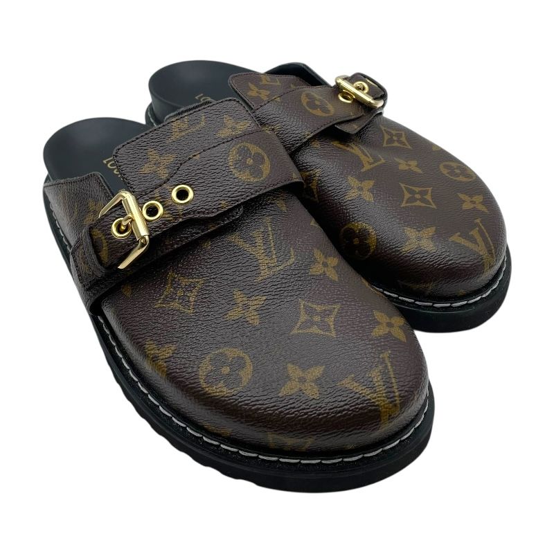 ルイ ヴィトン LOUIS VUITTON モノグラム総柄ミュールサンダル TC 0233 ブラウン レザー レディース サンダル