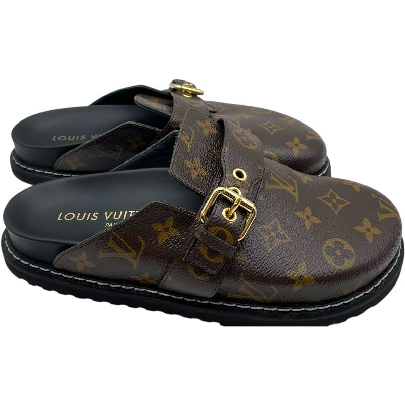  ルイ ヴィトン LOUIS VUITTON モノグラム総柄ミュールサンダル TC 0233 ブラウン レザー レディース サンダル サンダル ミュール 靴